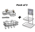 Wall Mounted Double Layer Soap Dish Holder Stainless Steel 2 Stainless Steel Iron Coating Self Adhesive Metal Bathroom Image 1