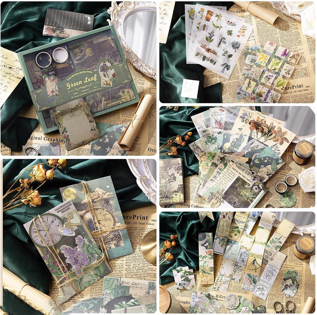 232 Pcs Nature Scrapbook Kit Vintage Journaling Supplies With Stickers Papers A6 Notebook For Diy Crafts Image 4