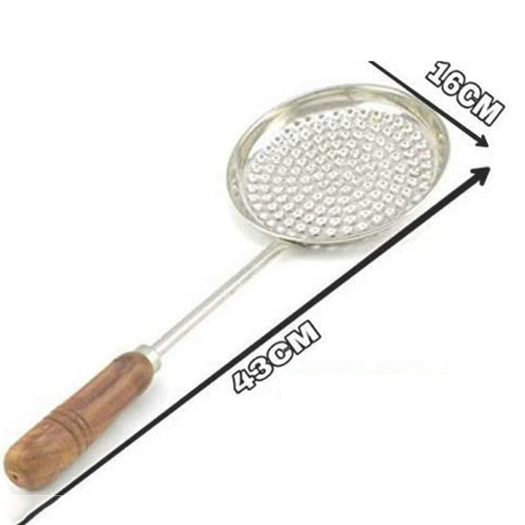 Stainless Steel Boondi Jhara With Wooden Handle Image 2