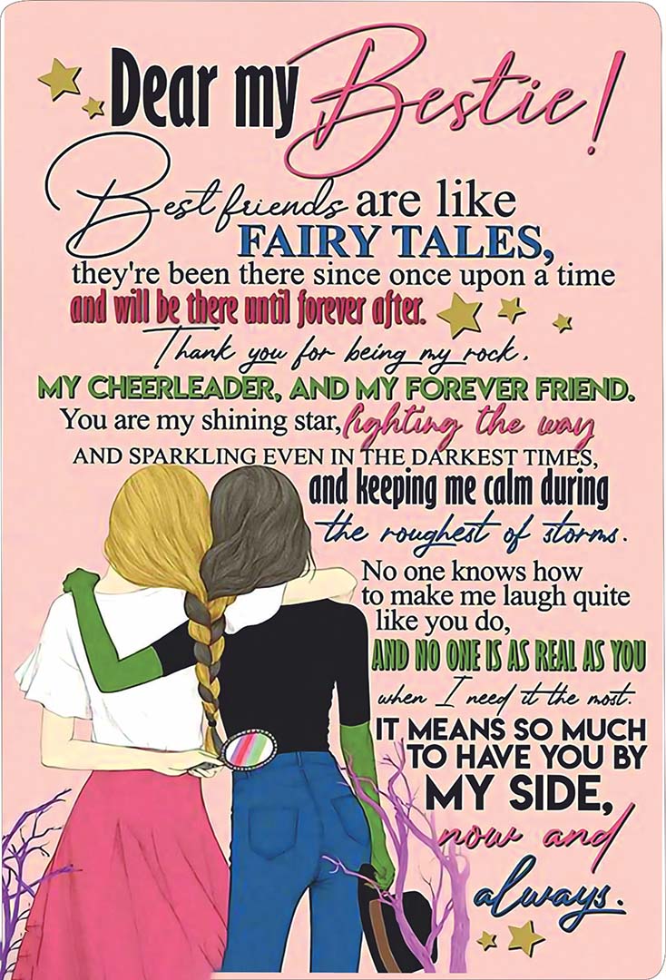 Jwalpa Collection Best Friend Decorative Tabletop Card With Wooden Stand Friendship Quote Display Pink Image 1