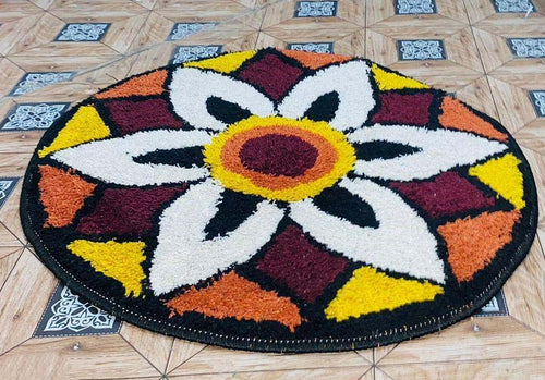 Polyester Anti-Slip Doormat for Home & Bathroom Entrance Multicolor round Mat (24 Inch) Image 2