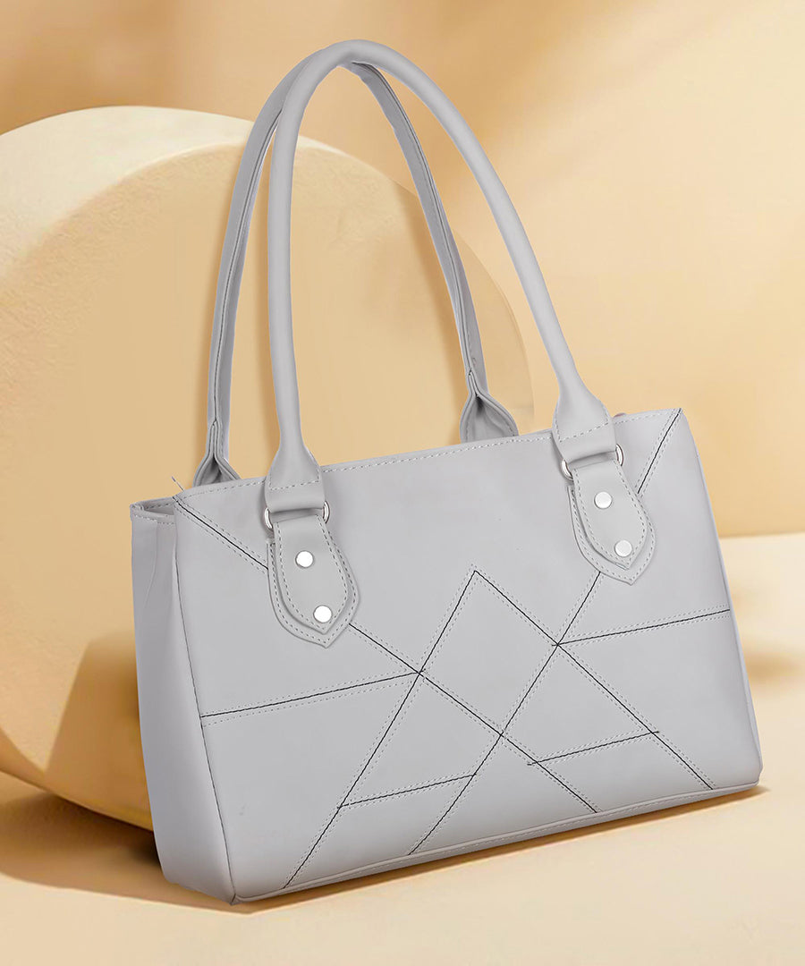 Handbag For Women And Girls Stylish grey Faux Leather/Leatherette Bag Image 1