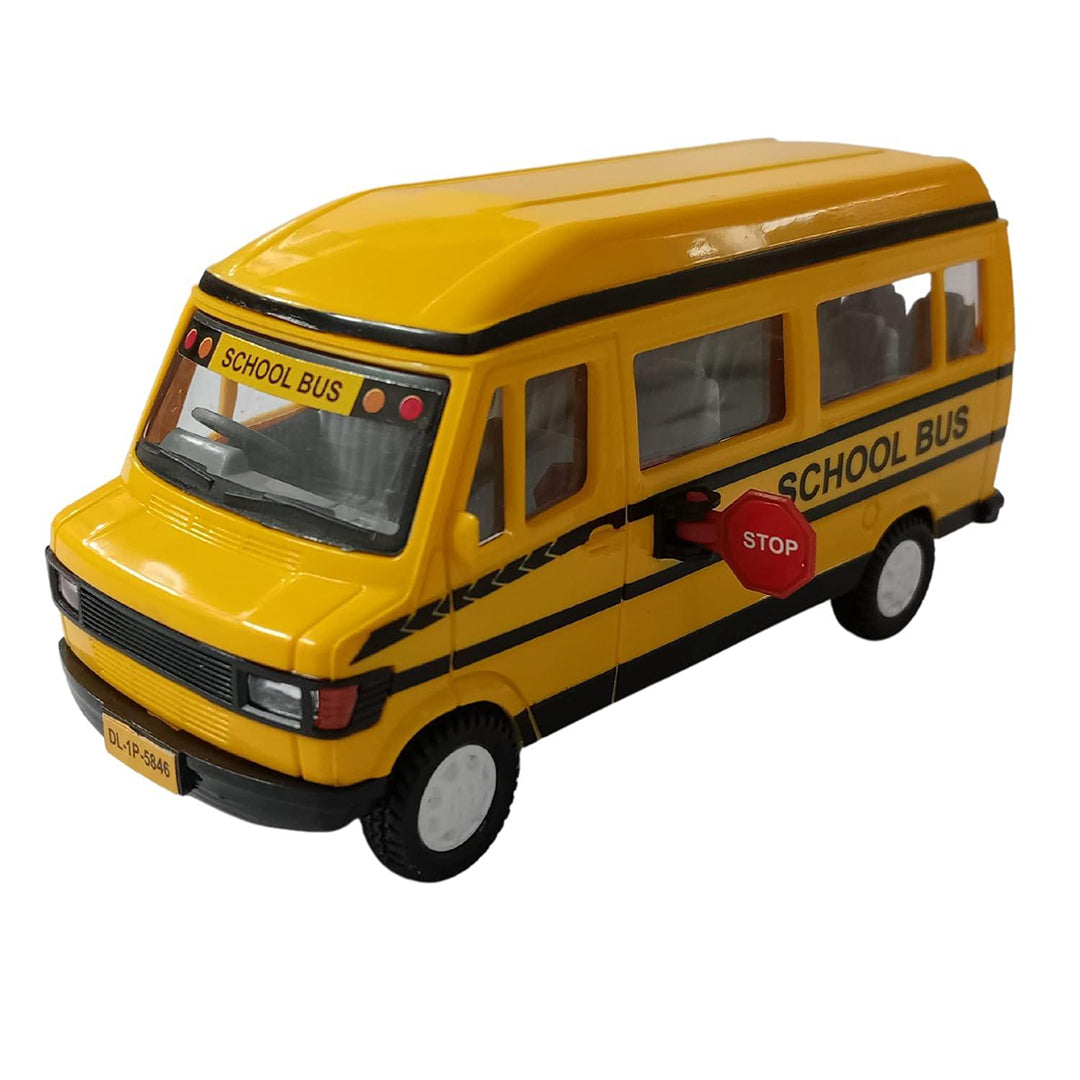Toy School Bus With Tail Gate That Opens Pull Back Action Safe To Use Image 1