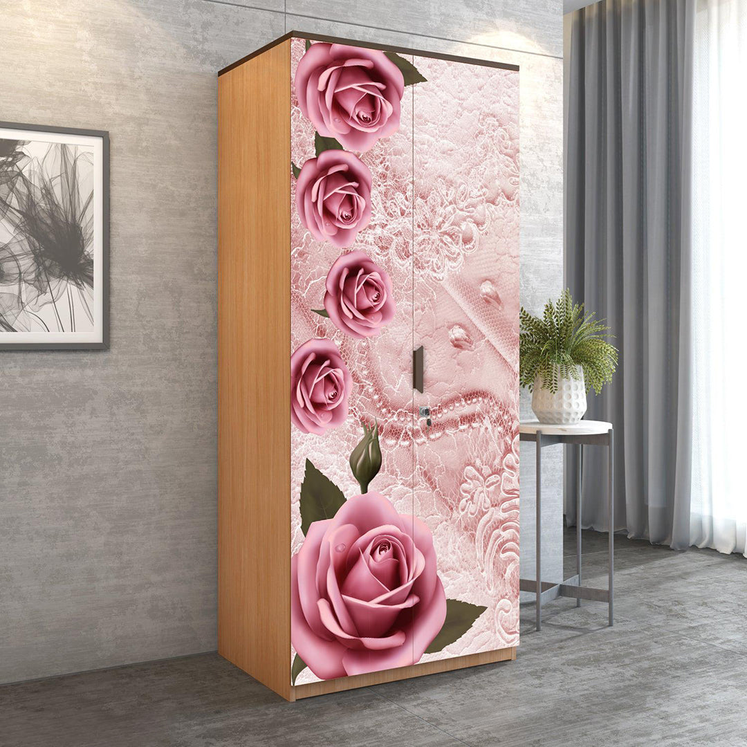 Wallpaper Stickers For Home Decoration Rose Art Trendy Almirah Stickers Size 213X99Cm Wardrobe Stickers For Home Decoration Image 4