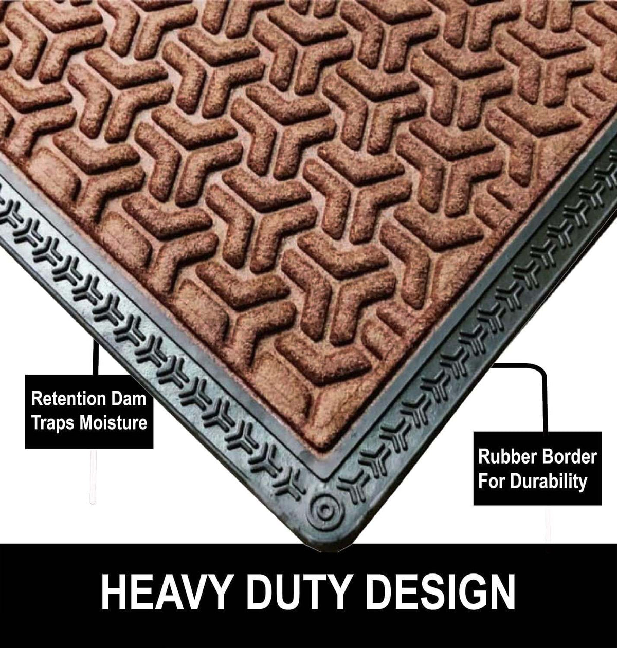 Rubber Anti-Slip Doormat for Home & Bathroom Entrance Brown rectangular Mat (40x60 cm) Image 2