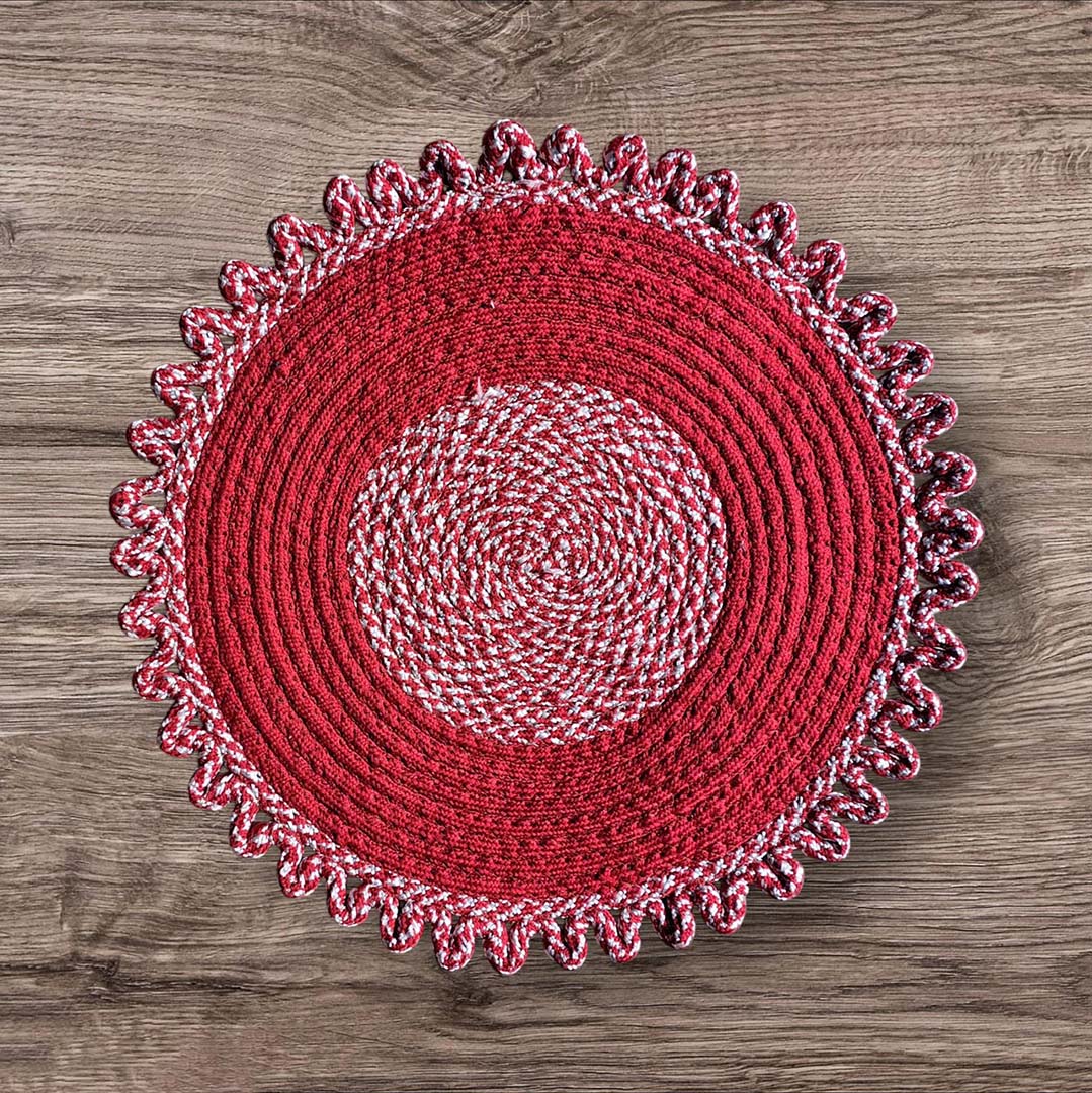 Cotton Anti-Slip Doormat for Home & Bathroom Entrance Red round Mat (55 cm) Image 3