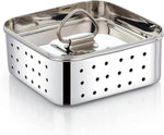 Stainless Steel Square Paneer Tofu Sprout Press Mould Maker Strainer Silver 250Ml Small Size 104x104x4 Centimeters Image 1