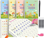 Magic Practice Copy Book For Pre School Kids Re Usable Drawing Alphabet Numbers And Math Exercise English Magic Book For Children 4 Book 10 Rifil 1 Pen 1 Gripholder Image 2