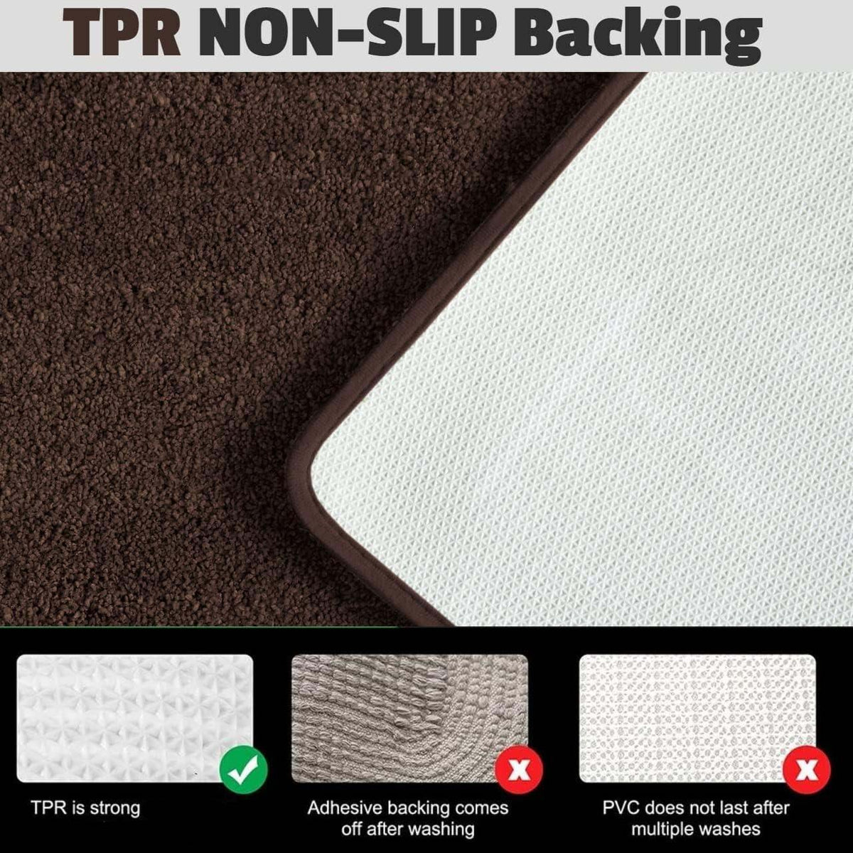 Microfiber Anti-Slip Doormat for Home & Bathroom Entrance Brown rectangular Mat (40x60 cm) Image 3