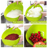 Multipurpose Plastic Rice Wash Bowl With Handle For Rice Vegetable And Fruits Image 4