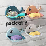 Pack Of 2 Self Draining Fish Shape Cute Soap Plastic Dish Adhesive Waterproof Wall Mounted Bar Soap Dish Holder Organizer Rack Hanging Bathroom Soap Tray For Bathroom Image 1