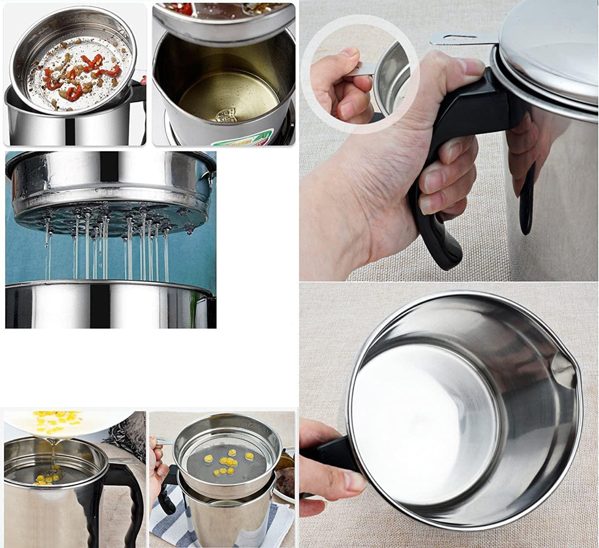 Modular Kitchen Oil Filter Stainless Steel Household Oil Pot With Lid Cooking Best Oil Health Shaver Oil Fat Separator For Filter Residue Image 3