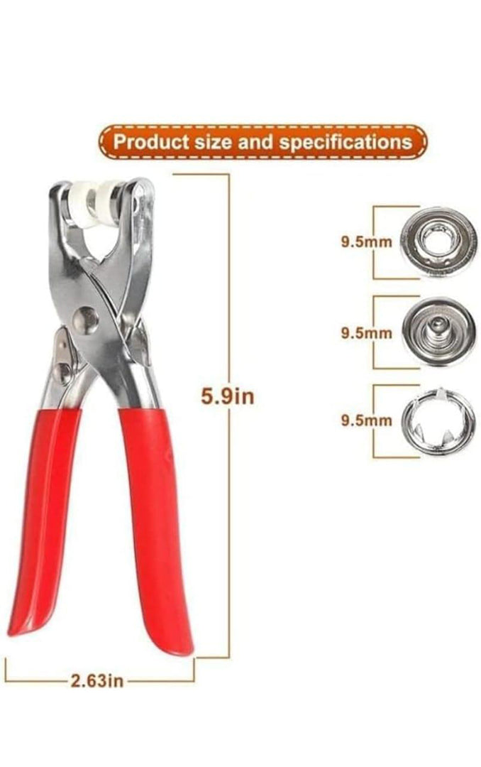 100 Pcs Silver Snap Button Set With Hand Snap Fastener Plier Tool Used To Connect Two Pieces Of Material Together Image 2