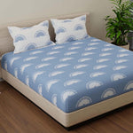 Cotton (90x100 Inch) Double Size Bedsheet With 2 Pillow Cover in Blue Color Image 1