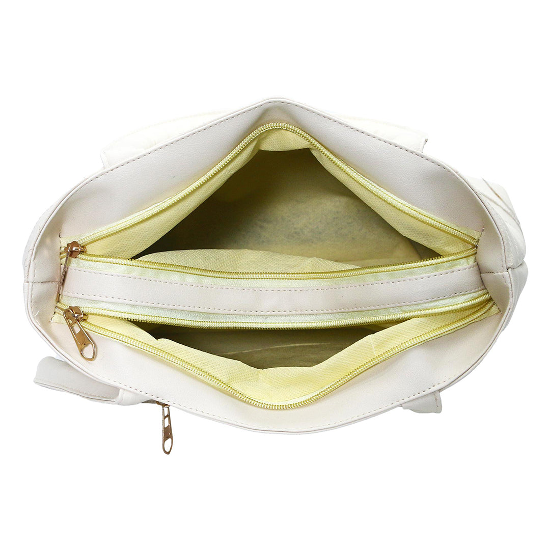 Handbag For Women And Girls Stylish White PU Leather Bag Image 3