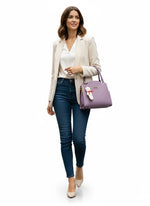 Handbag For Women And Girls Stylish Pink PU Leather Bag Image 1