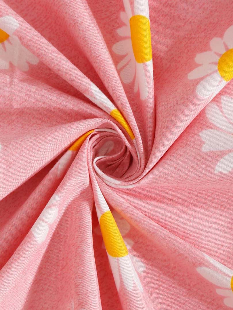 Cotton (90x100 Inch) Double Size Bedsheet With 2 Pillow Cover in Pink Color Image 3