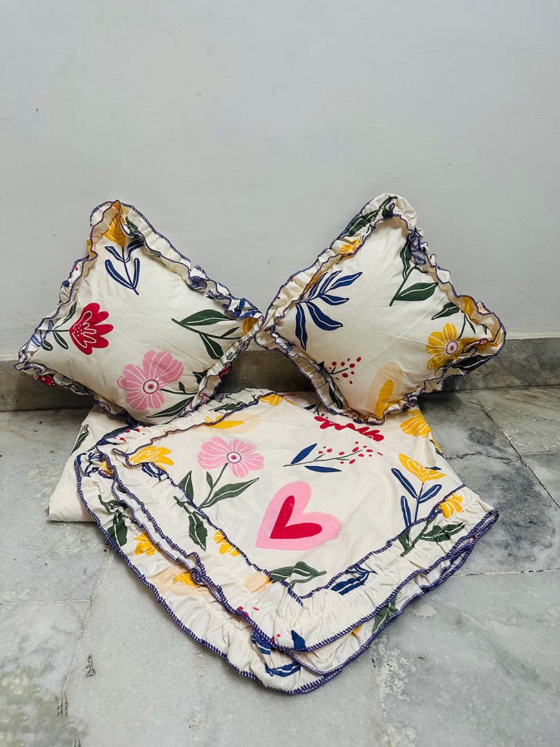 Glace Cotton (90x100 Inch) Double Size Bedsheet With 2 Pillow Cover in Multicolor Image 2