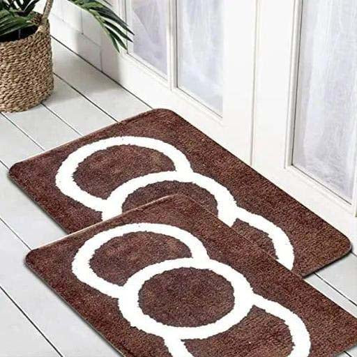 Microfiber Anti-Slip Doormat for Home & Bathroom Entrance Brown Rectangular Mat (15x23 cm) Image 1
