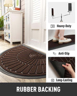 Rubber Anti-Slip Doormat for Home & Bathroom Entrance Brown Semi Circle Mat (40x60 cm) Image 1