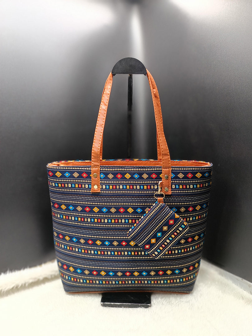 Handbag For Women And Girls Stylish Multicolor Fabric Bag Image 1