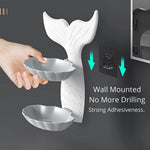 Soap Holder For Bathroom Self Adhesive Mermaid Shape Double Layer Soap Case Image 4