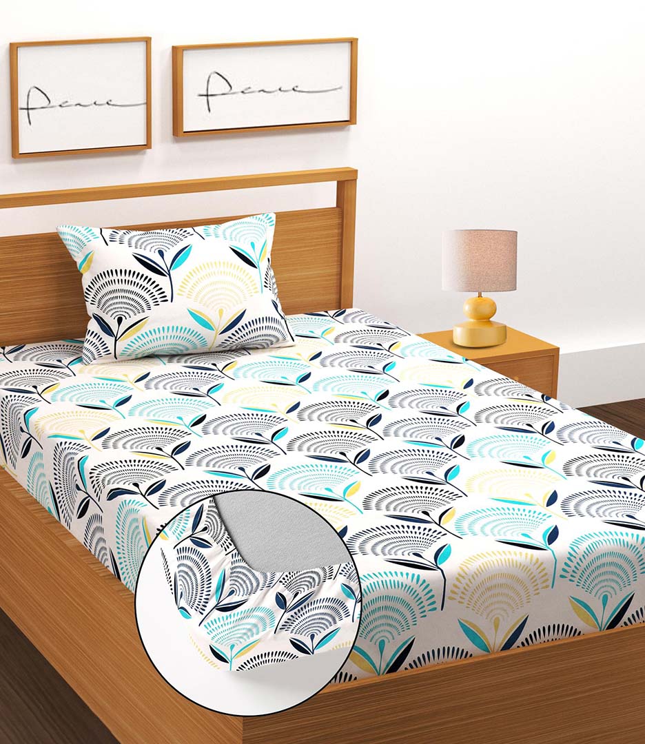 Glace Cotton (60x90 Inch) Single Size Bedsheet With 1 Pillow Cover in Multicolor Image 1