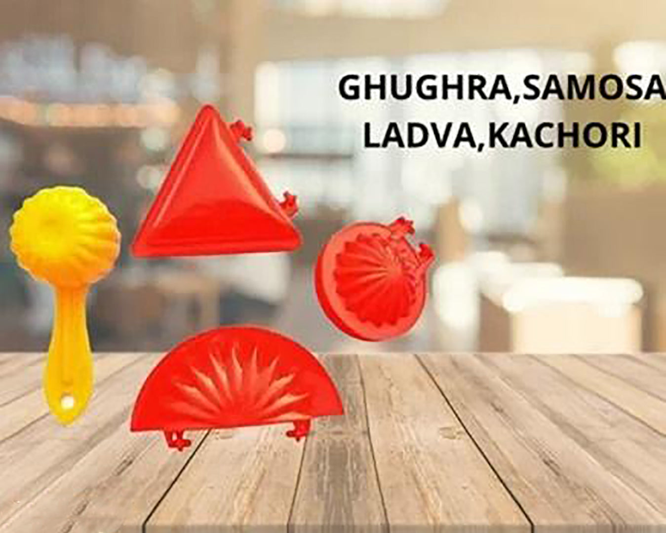 4 Pcs Plastic Red Kitchen Tool Mould Dough Press For Gujiya Samosa Modak Laddu And Kachori Image 4