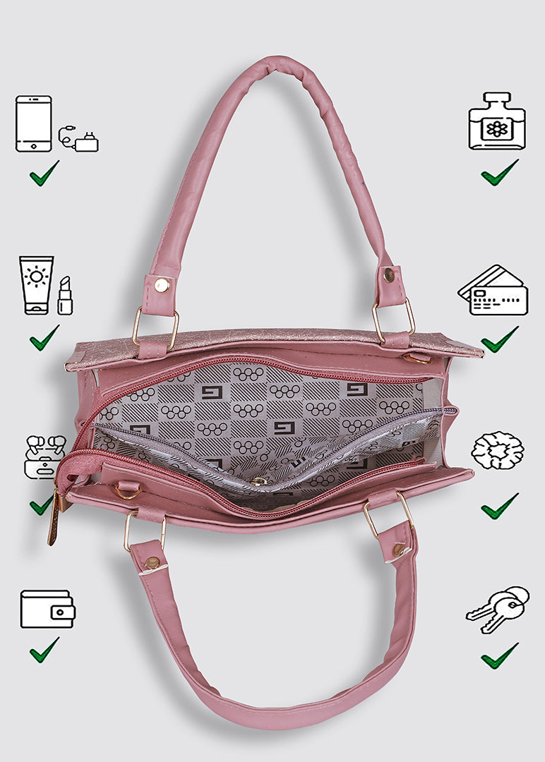 Handbag For Women And Girls Stylish Brown PU Leather Bag Image 4