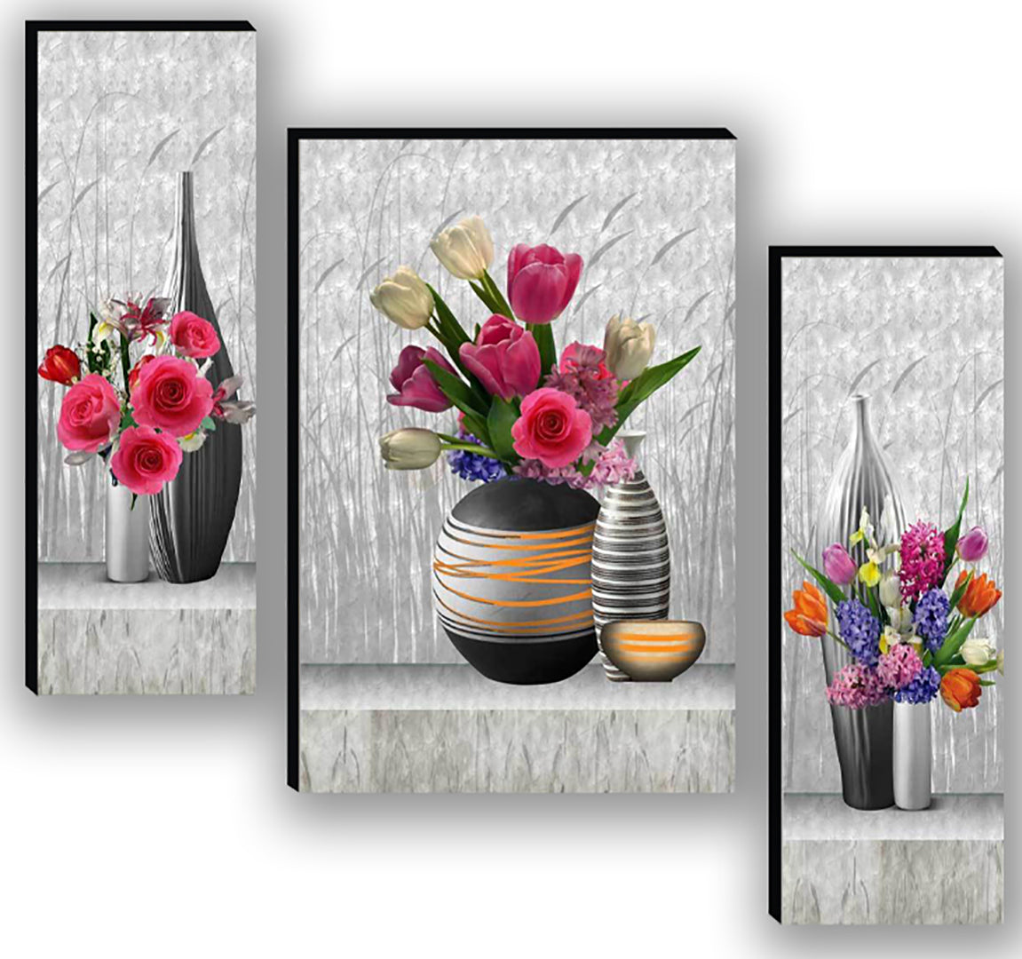Set Of 3 Modern Art Self Adeshive Home Decorative Gift Item Wall Painting For Living Room Office Hotel Mdf Framed Painting 12 Inch X 18 Inch Image 1