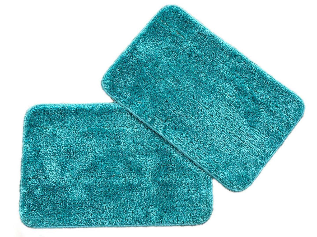 Microfiber Anti-Slip Doormat for Home & Bathroom Entrance Sky Blue Rectangular Mat (33x53 cm) 2 Pcs Image 1