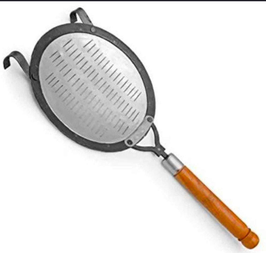 Papadi Namkeen gathiya fafda Jhara With Wooden Handle Deep Frying Basket Image 1
