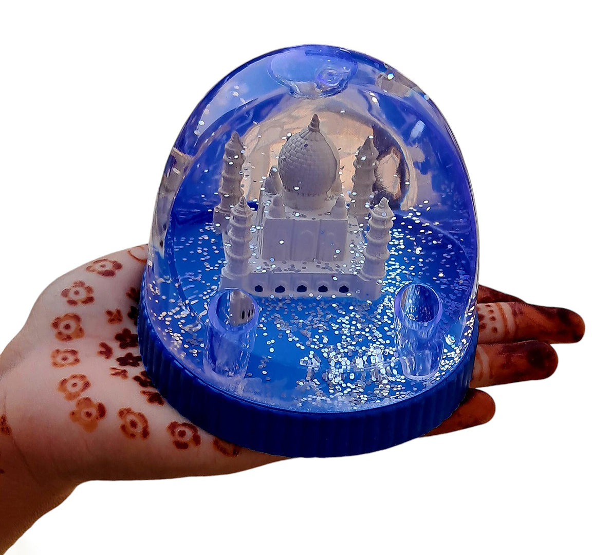 Taj Mahal Water Glitters Figurine Miniature Gift Item For Home Office Gifts And Decor Transparent Showpiece Blue Pack Of 1 Image 3