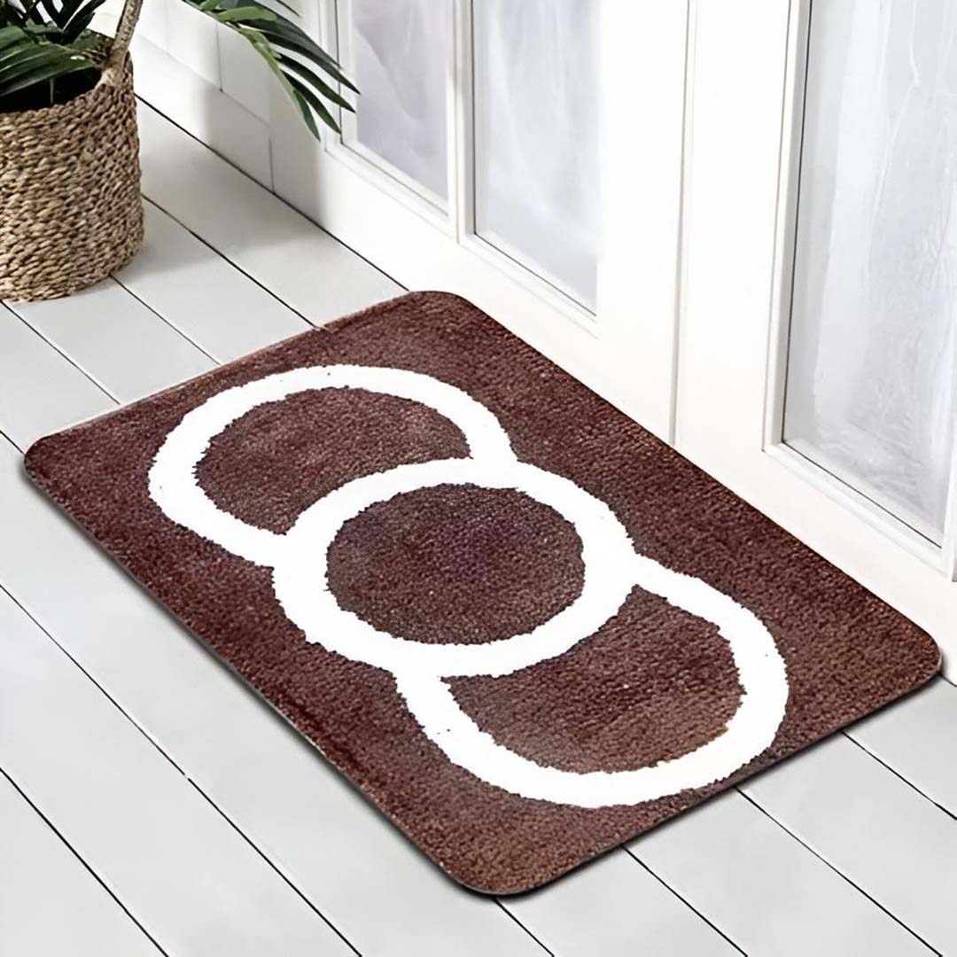 Microfiber Anti-Slip Doormat for Home & Bathroom Entrance Brown Rectangular Mat (40x60 cm) 2 Pcs Image 1
