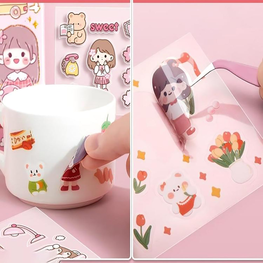 Cute Cartoon Theme Kawaii Stickers 16 Pet Sheets Cute Washi Stickers For Projectjapanese Style Girls Paper Sticker Setsize Of Each Sheet 40X8 Cms color design Image 4