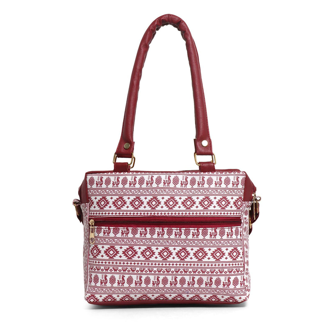 Handbag For Women And Girls Stylish Maroon PU Leather Bag Image 4