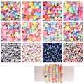 Diy Beading Kit Set Of 400 Pcs 12 Plastic Beads With Elastic Thread Thread Cutter Jute Bag Light Multicolor Image 1