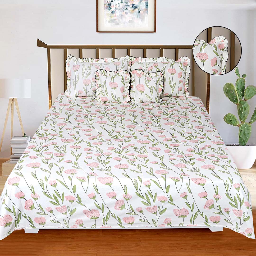 Cotton (90x100 Inch) Double Size Bedsheet With 2 Pillow Cover in White Color Image 1