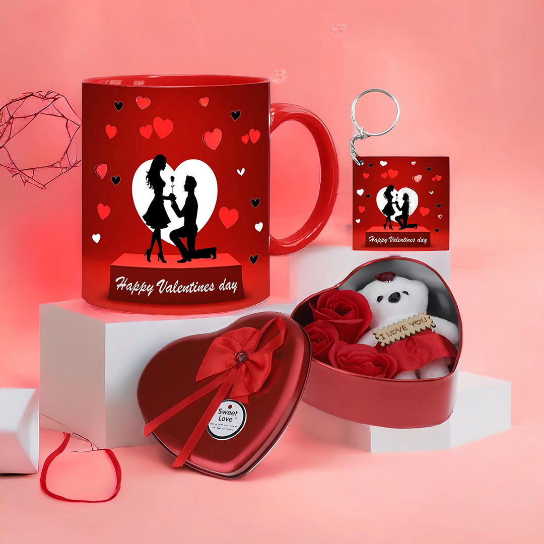 Valentine Day Gift For Wife Husband Girlfriend Boyfriend Girls Boys Valentines Special Artificial Rose With Teddy Soft Toy Set Image 1