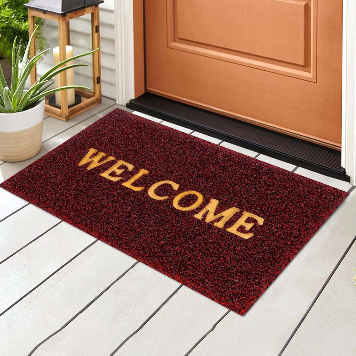 PVC Anti-Slip Doormat for Home & Bathroom Entrance Red Rectangular Mat (40x60 cm) Image 1
