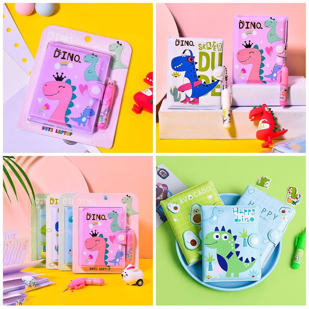Pack Of 4 Dinosaur Small Pocket Diary With Small Pen For Kids Stationery Set With Adventure Theme For Students Children Birthday Return Gift A7 Gift Set Ruled 60 Pages Designer Image 2