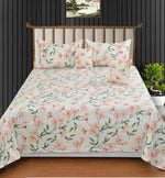 Cotton (90x100 Inch) Double Size Bedsheet With 2 Pillow Cover in White & Pink Color Image 2