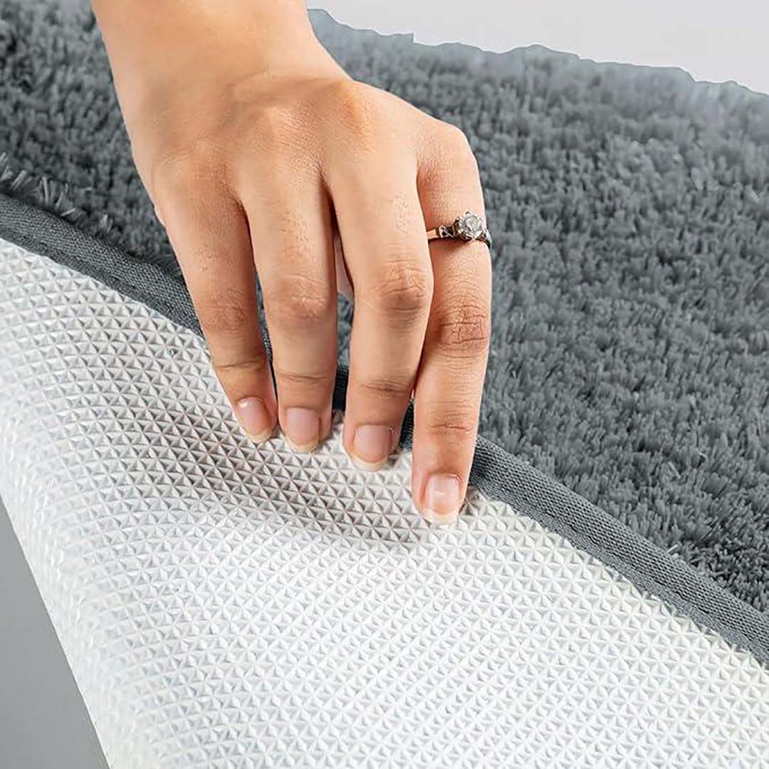 Microfibre Anti-Slip Doormat for Home & Bathroom Entrance Grey Rectangular Mat (40x60 cm) Image 3