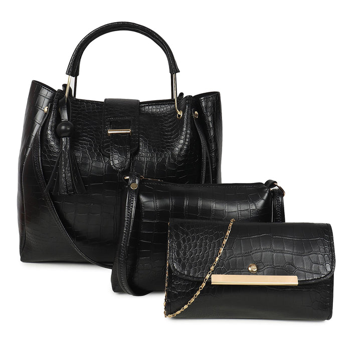 Handbag For Women And Girls Stylish Black PU Leather Bag Image 1