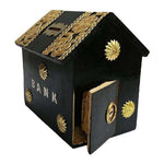 Wooden Money Bank Hut Style Kids Piggy Coin Box Hut Shape Piggy Bankmoney Bank For Kids And Adult Black Gifts For Kids Image 1