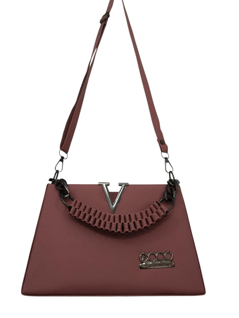 Handbag For Women And Girls Stylish Brown Canvas & Leather Bag Image 3