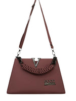 Handbag For Women And Girls Stylish Brown Canvas & Leather Bag Image 3