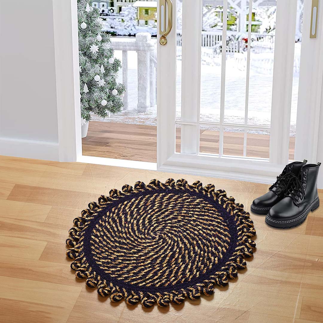 Cotton Anti-Slip Doormat for Home & Bathroom Entrance Multicolor round Mat (20 Inch) Image 1
