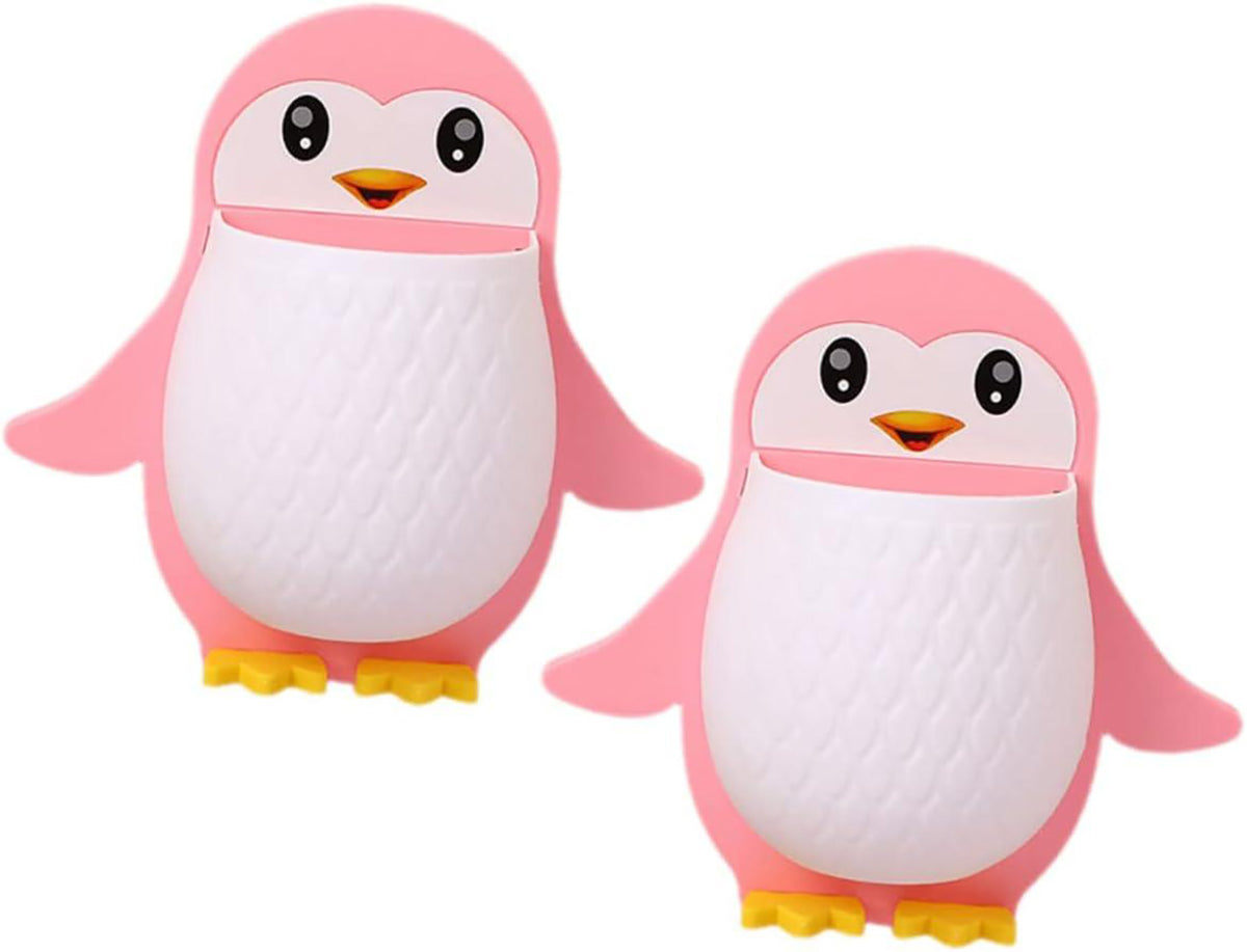 2Pcs Penguin Storage Wall Mounted Trash Can Remote Control Holder Phone Remote Wall Phone Holder Remote Holder Stand Remote Holder For Wall Remote Holder Wall Mount Wall Holder Image 3