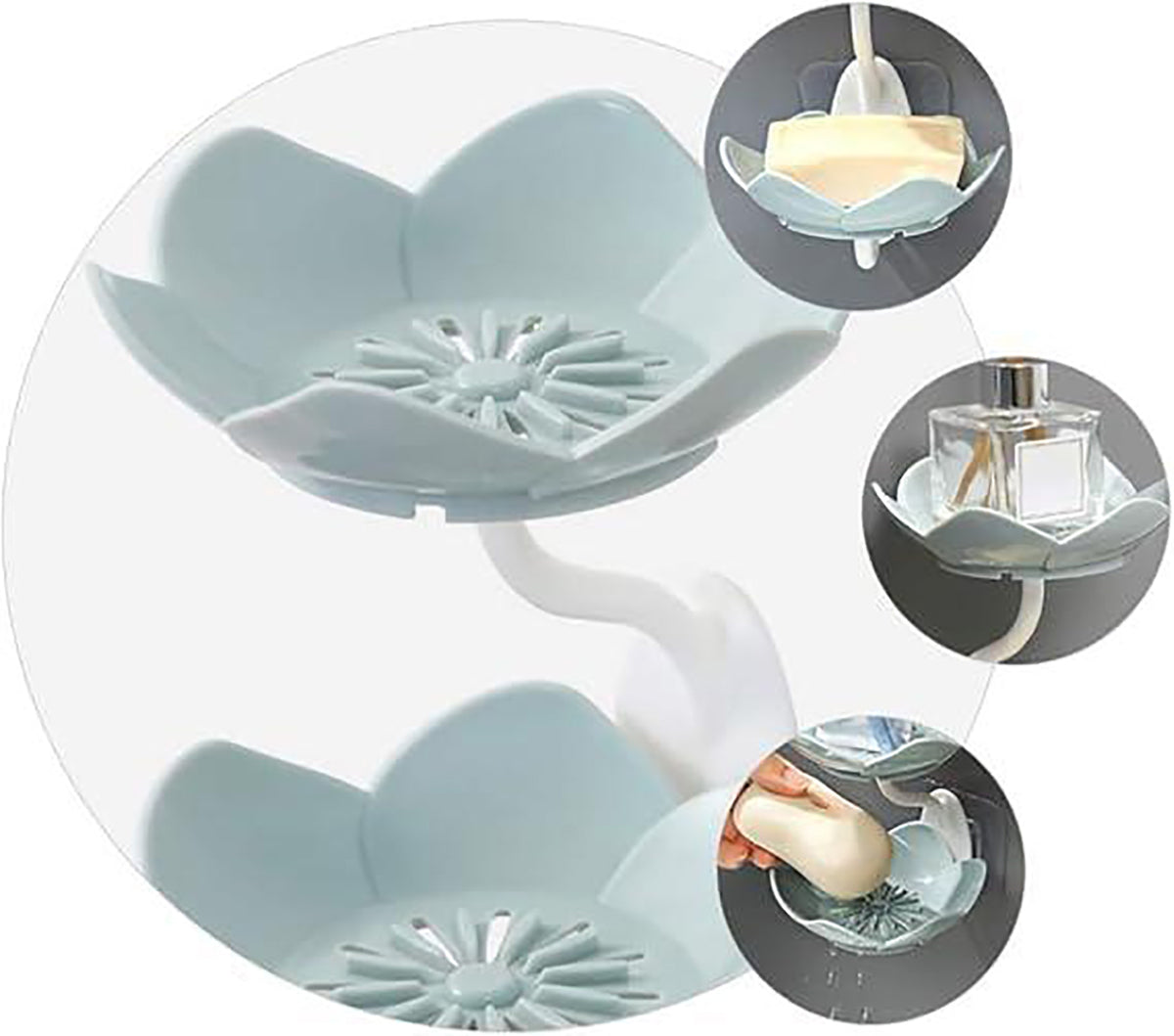 Wall Mounted Double Layer Soap Dish Holder Flower Design Sabundani With Magic Sticker Self Adhesive Sponge Soap Rack For Kitchen Bathroom Image 3